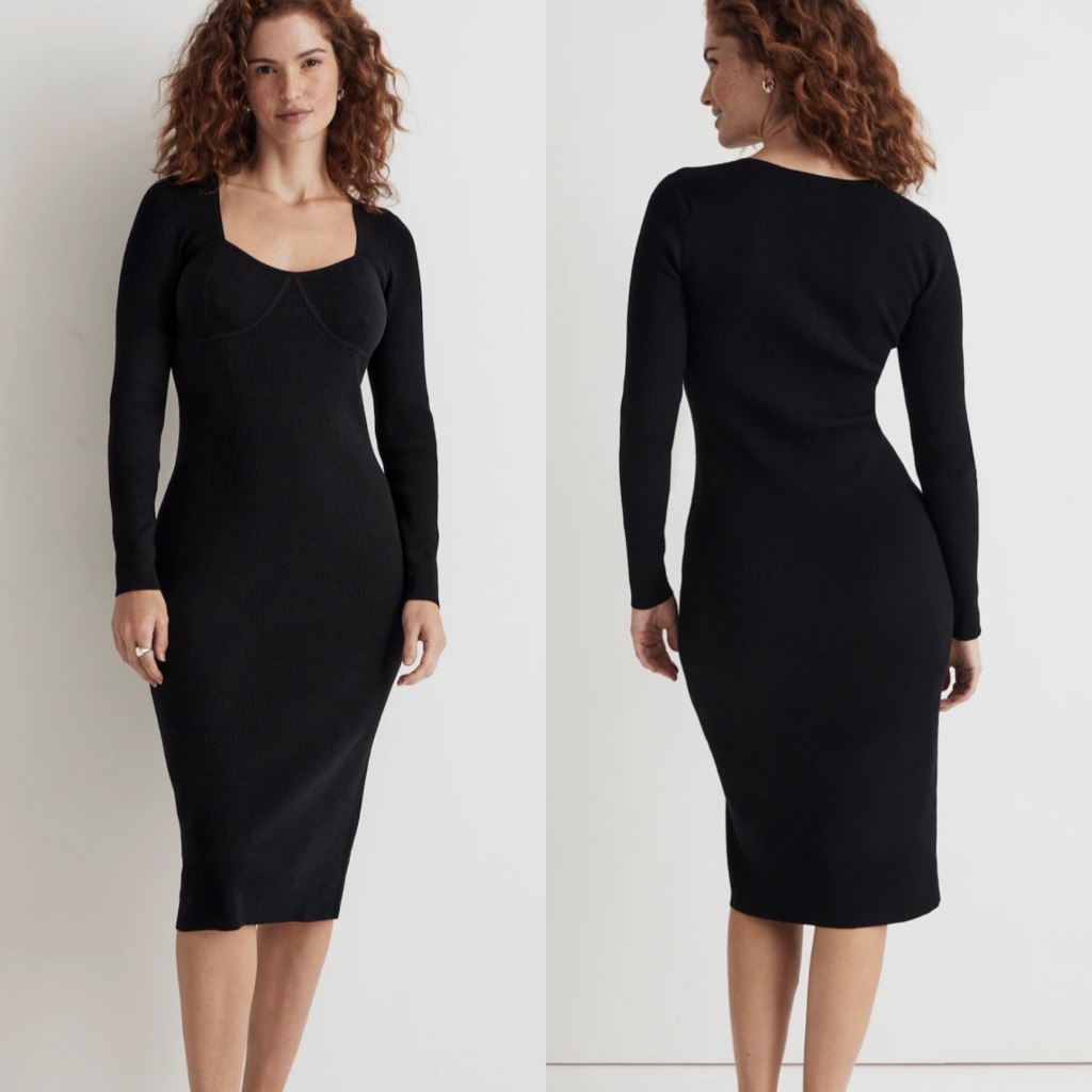 Madewell Long-Sleeve Knit Midi Dress Nwt Size Large